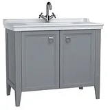 Vitra Valarte Waschtischkombination 99,5 cm, 2 Türen, Korpus grau matt/Waschtisch weiß hochglanz