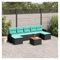 vidaXL Gartensofa-Set 8-tlg. Loungesofa schwarz