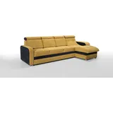 Sonstige Verlage Robin Bristol Ecksofa mit Schlaffunktion Bettkasten Verstellbare Kopfstützen Sofa L-Form Schlafsofa Freistehende Eckcouch Schlafcouch Wohnzimmerm... - Gelb/Schwarz