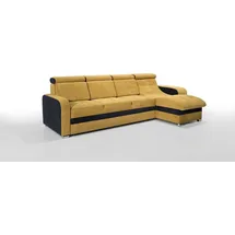 Sonstige Verlage Robin Bristol Ecksofa mit Schlaffunktion Bettkasten Verstellbare Kopfstützen Sofa L-Form Schlafsofa Freistehende Eckcouch Schlafcouch Wohnzimmerm... - Gelb/Schwarz