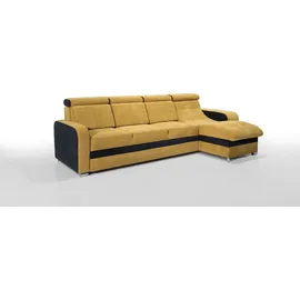 Sonstige Verlage Robin Bristol Ecksofa mit Schlaffunktion Bettkasten Verstellbare Kopfstützen Sofa L-Form Schlafsofa Freistehende Eckcouch Schlafcouch Wohnzimmerm... - Gelb/Schwarz