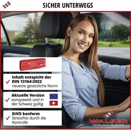 Walser KFZ Verbandstasche 2026 StVO konform, 3in1 Auto Erste Hilfe Set mit Pannendreieck und Warnweste, Kombitasche Verbandskasten 2026, Erste Hilf...