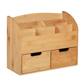 Relaxdays Schreibtisch Organizer mit Schubladen Hellbraun