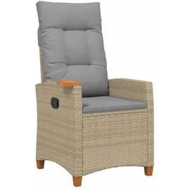 vidaXL Liegestuhl mit Teeteller 62 x 64 x 112 cm Beige