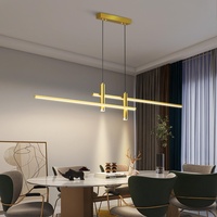 Bellastein Moderne LED Pendelleuchte Esstisch Hängelampe Dimmbar Mit Fernbedienung Esszimmer Hängeleuchte Esszimmerlampe Pendellampe Höhenverstellbar Kronleuchter für Büro Hängeleuchte (Gold, L150cm)