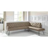 exxpo - sofa fashion Eckbank »Doppio«, Chesterfield Optik, komfortabel und bequem, hohe Designfüße«, Frei im Raum stellbar, braun