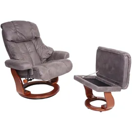 MCA Furniture Relaxsessel Edmonton Leder 83 x 104 x 83 cm dunkelgrau mit Hocker