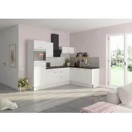 OPTIFIT Winkelküche L-Form 270 cm weiß hochglänzend