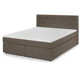 Traumnacht Boxspringbett, mit 7-Zonen Tonnentaschenfederkernmatratzen (H2) und Komfortschaumtopper, leichter Aufbau, produziert nach deutschem Qualitätsstandard, 180 x 200 cm in hellbraun
