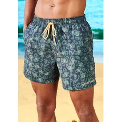 Badeshorts BRUNO BANANI, Herren, Gr. M (50), N-Gr, blau (marine, oliv), Recycling-Polyester, Microfaser, Animalprint, Badehosen, mit Animalprint