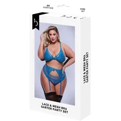 Unterwäsche-Set Baci Lingerie Garter & Panty Blau (Queen)