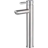 Linghhang - Einzel-Wasserhahn für kaltes Waschbecken, Einloch-Wasserhahn aus Edelstahl für Badezimmerwaschbecken, gebürstetes Nickel