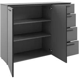 manjana möbel Kommode 135 x 99,8 x 40 cm Basatgrau / Schwarz