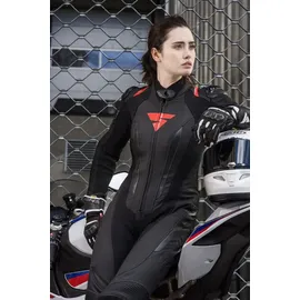 SHIMA Miura RS Damen 1-Teiler Motorrad Lederkombi, (Schwarz/Rot, 42