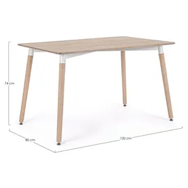 BIZZOTTO Esstisch David aus MDF, klassisch rechteckig, Natur, für 4–6 Personen, 120 cm