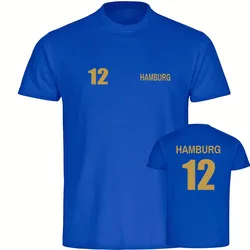 multifanshop Herren T-Shirt - Hamburg - Trikot Nummer 12 gold - Druck gold metallic - Männer