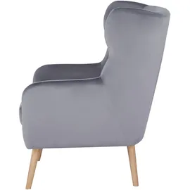 Home Affaire Ohrensessel HOME AFFAIRE "Yamuna", grau (hellgrau), H:100cm T:85cm, Sessel, Ohrensessel, mit Sitzpolsterung, Gestell und Füße aus Massivholz, Sitzhöhe 47 cm