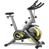 ANCHEER Heimtrainer Fahrrad für zuhause Ergometer Heimtrainer 15kg Schwungrad Heimtrainer Fahrrad 150 kg Belastbar Hometrainer Fahrrad Verstellbare für Kardio Training Zu Hause (Gelb)