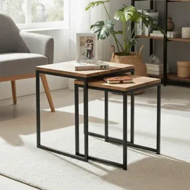 Haku-Möbel Beistelltisch 37333 schwarz / Eiche 2er Set