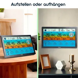 ideoon WLAN Funk Wetterstation mit XXL-Farb-Display Schwarz