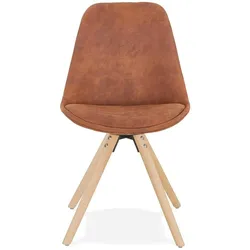 Kadima Design Wartezimmer Stuhl Nordic Design  Mikrofaser & Naturholz Gepolstert  Braun-Beige  Hochwertige Qualität  Esszimmerstuhl  Velanox