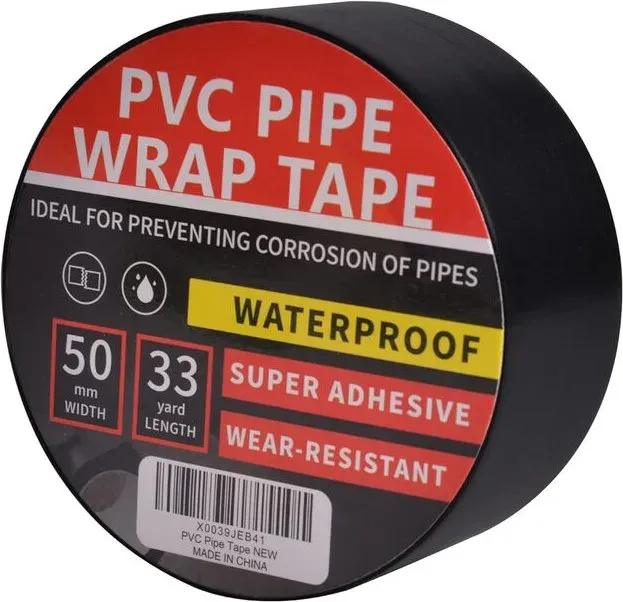 TAPEBEAR Korrosionsschutz-Rohrband, Rohrwickelband für Abflussrohre, Metall-Elektro-Außen-Untergrundrohre, wasserdichtes PVC-Schwarzband, Duct-Anti-Korrosion und Schutz, 2 Zoll x 33 Yard