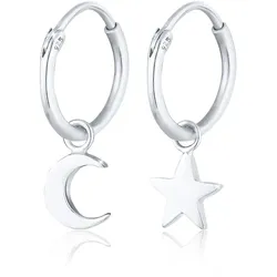 Elli Creolen Ohrhänger Stern Mond Astro Look 925 Silber silberfarben Damen 