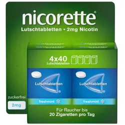 nicorette Lutschtablette freshmint 2 mg Nikotin zur Raucherentwöhnung 160 St Lutschtabletten