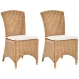 Krines Home Esszimmerstuhl 2er Set Esszimmersessel Rattan Esszimmerstuhl Rattanstuhl Korb-Stuhl gelb