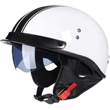 Motorrad Jethelm Mit Visier, Halbhelm Retro Motorradhelm, Für Bike Cruiser Chopper Moped Scooter Offenem Herren Und Damen Helm DOT/ECE-Zertifizierung