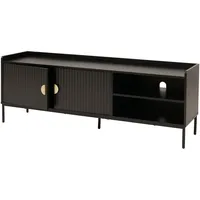 Mendler HWC-O39 TV-Rack 56x150x40cm Schwarz Melamin