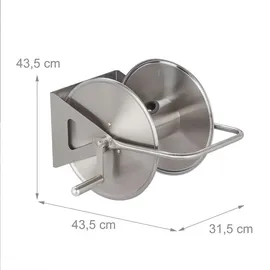 Relaxdays Schlauchtrommel 40 m Edelstahl silber