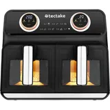 Tectake Heißluftfritteuse Samurai 2 Garräume, je 4 l, 2400 W,