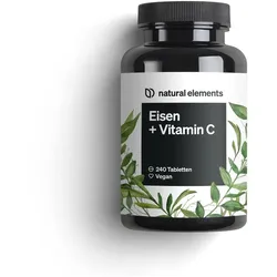 Eisen mit 40mg natürlichem Vitamin C – 240 vegane Eisentabletten – aus Acerola – gut verträglicher Chelat-Komplex (Eisenbisglycinat) – hochdosiert, ohne unnötige Zusätze 240 St