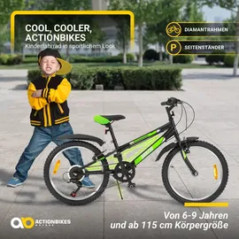 ACTIONBIKES MOTORS Actionbikes Kinderfahrrad Arrow 20 Zoll Gangschaltung, V-Brake-Bremsen, verstellbar, Diamantrahmen