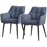 ML-Design Esszimmerstühle 2er Set Frotteestoff Blau mit dickem gepolsterter Sitz