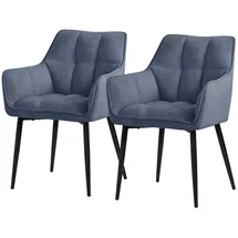 ML-Design Esszimmerstühle 2er Set Frotteestoff Blau mit dickem gepolsterter Sitz