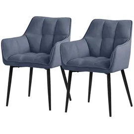 ML-Design Esszimmerstühle 2er Set Frotteestoff Blau mit dickem gepolsterter Sitz