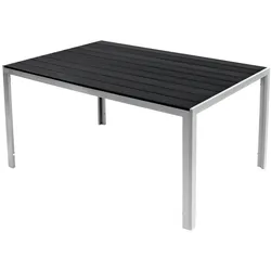 INDA-Exclusiv XL Non-Wood Gartentisch Aluminium Silber / Schwarz 180x90cm