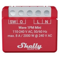 Shelly Qubino Wave 1PM Mini Elektroschalter Intelligenter Schalter Rot