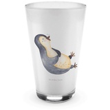 Mr. & Mrs. Panda Glas Pinguin Lachen - Transparent - Geschenk, funny, Latte Macchiato, Ping, Premium Glas, Edles Matt-Design