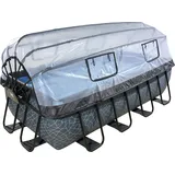 EXIT TOYS Stone Pool Set 400 x 200 x 100 cm inkl. Sandfilter, Abdeckung und Wärmepumpe