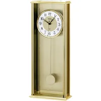 AMS AMS, Funk-Pendelwanduhr Metallgehäuse, Mineralglas, Metallzifferblatt goldfarben