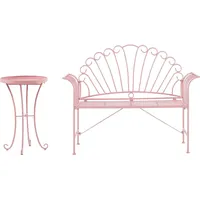 Beliani Bistro Set Metall Bank mit Beistelltisch Rosa Balkonset Gartenmöbel für Garten für Terrasse - Rosa