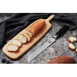 Zayiko NAMI Brotmesser 20,50 cm Klinge I Scharfes Küchenmesser und Profi Kochmesser aus deutschem Stahl mit ABS Griff und Geschenkbox