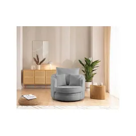 S-Style Drehsessel Ted Bouclé 107 x 94 x 0 cm Grau drehbar mit Kissen