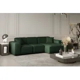 Fun Möbel Ecksofa Designersofa CELES in Stoff Opera Velvet Grün Ottomane Rechts - Grün