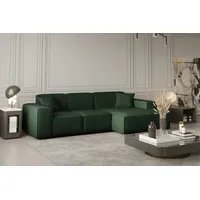 Fun Möbel Ecksofa Designersofa CELES in Stoff Opera Velvet Grün Ottomane Rechts - Grün
