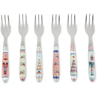 Excelsa 6er-Set Dessert/Apéro Gabel Xmas Sweet Pastels Stahl 15x1,5x2