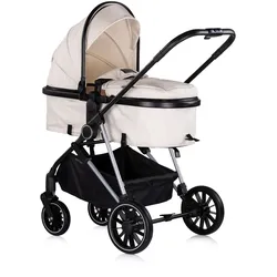 Chipolino Kinderwagen Aura 3 in 1, Autositz, Babywanne, Wickeltasche, bis 22 kg creme